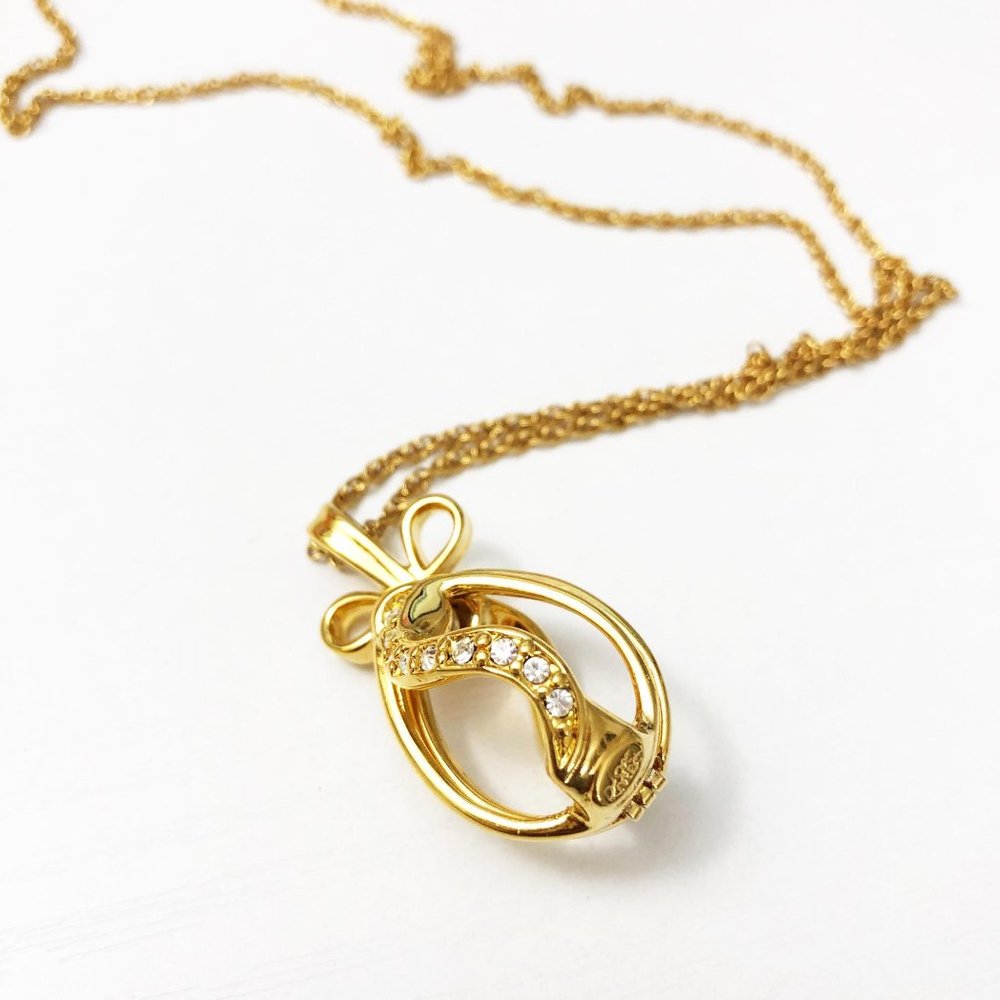 Vintage Joan Rivers Gold Open Egg Necklace - Picture 2 of 6